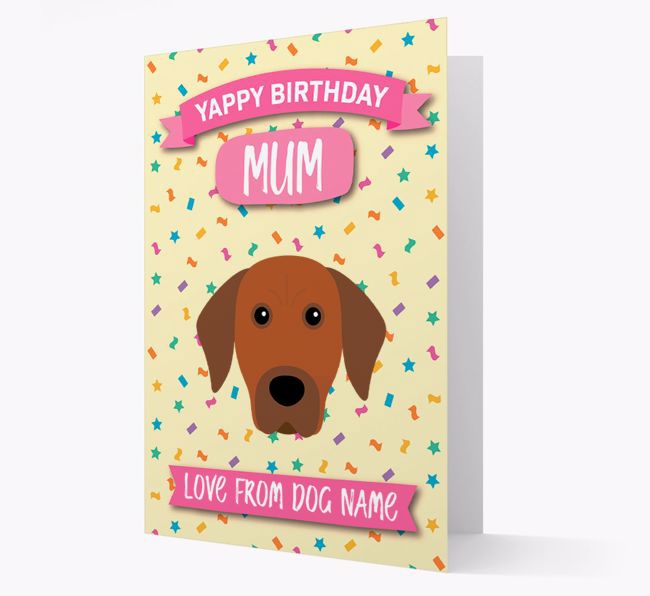 Personalised Card 'Yappy Birthday Mum' with {breedCommonName} Icon